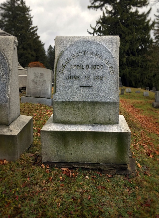 Isaac H. Maynard’s grave, Lot 308, Woodland Cemetery (Photo courtesy of David Fairbanks Ford)